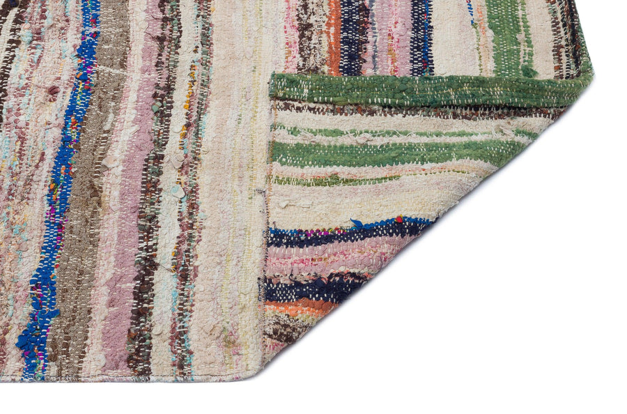 Bej Anadolu Bohem Çizgili Yün Halı 157x330 - Özel Seri
