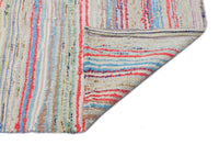 Cream Multicolored Striped Wool Runner Rug 162x347 cm (5'4" x 11'5")