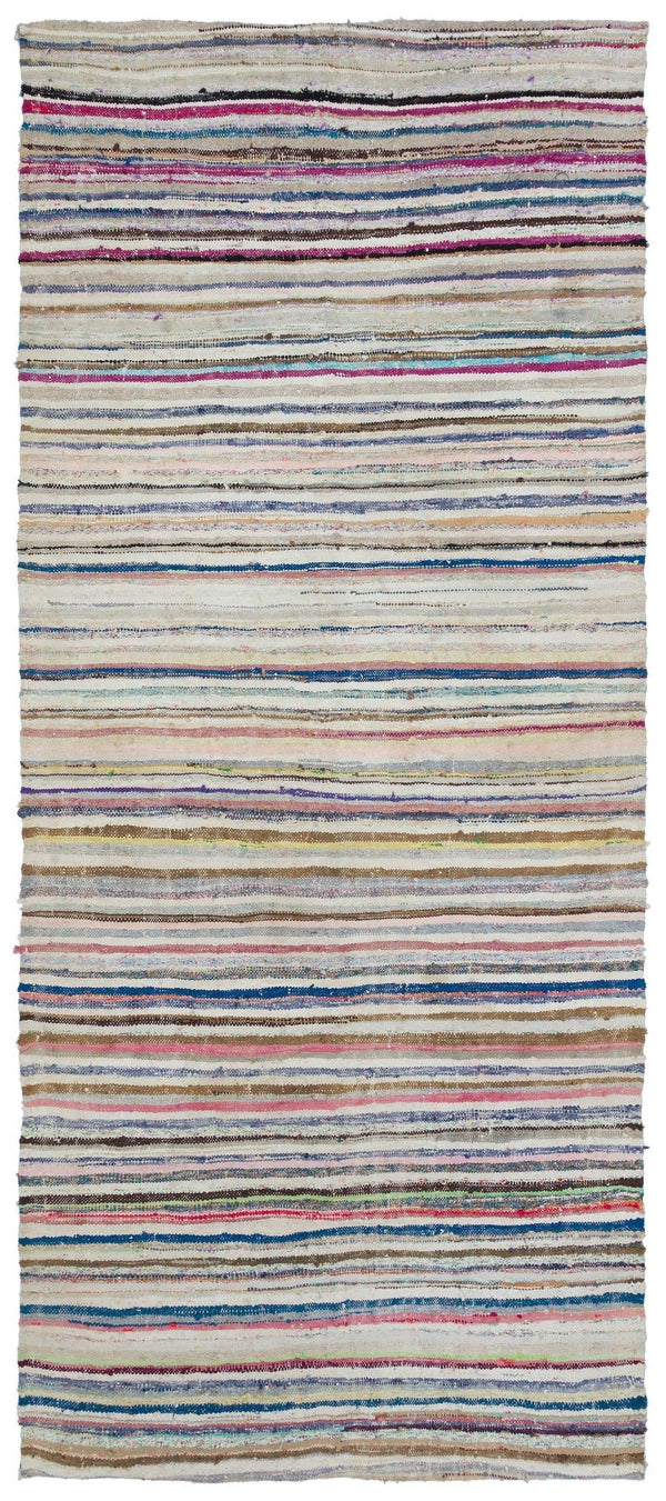 Bej Bohem Çizgili Yün Halı 146x320