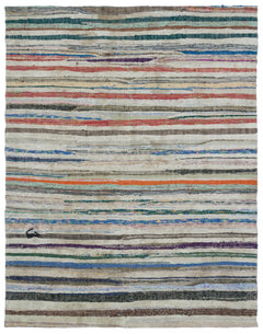 Girit Bej Çizgili Yün El Dokuma Halısı 207 x 255 Apex Unique