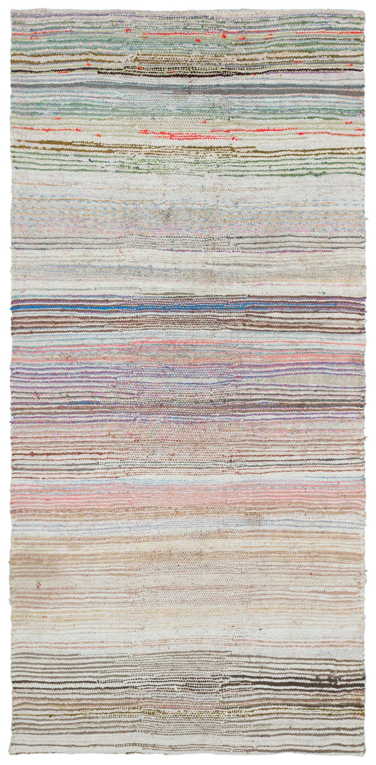 Girit Bej Çizgili Yün El Dokuma Halısı 140 x 283 Apex Unique