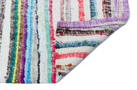 White Flatweave Kilim Rug with Ethnic Stripes 178x298 cm (5'10" x 9'9")