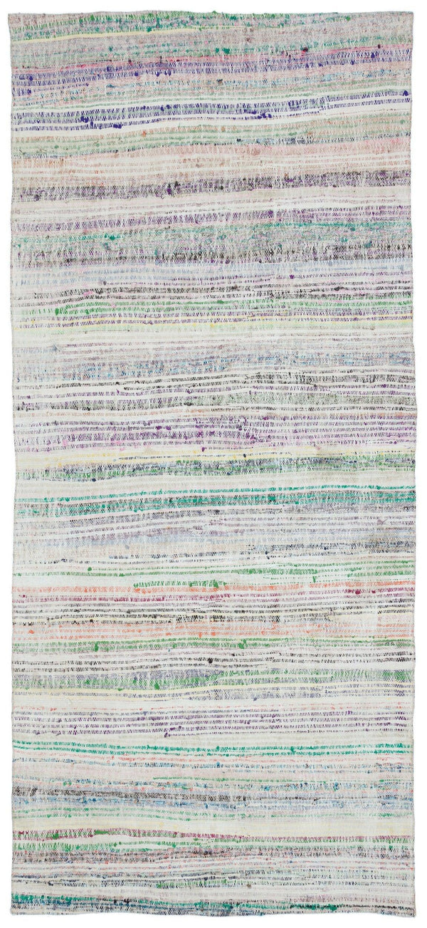 Bej Bohem Çizgili Yün Halı 140x310