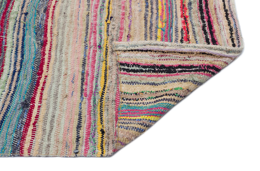 Bej Bohem Çizgili Yün Halı 147x320