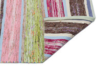 Pink and Blue Striped Wool Flatweave Kilim Rug 142x361 cm (4'8" x 11'10")