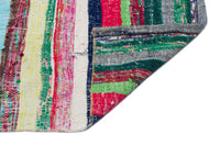 Tappeto moderno in lana, multicolore, a righe, tessuto a mano, 158x300 cm