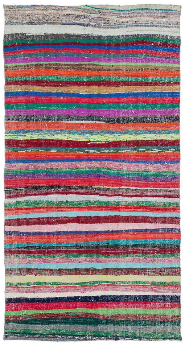 Bej Bohem Çizgili Yün Halı 158x300