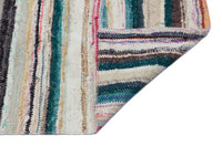 Cream Striped Hand-Knotted Wool Rug 207x285 cm (6'9" x 9'4")