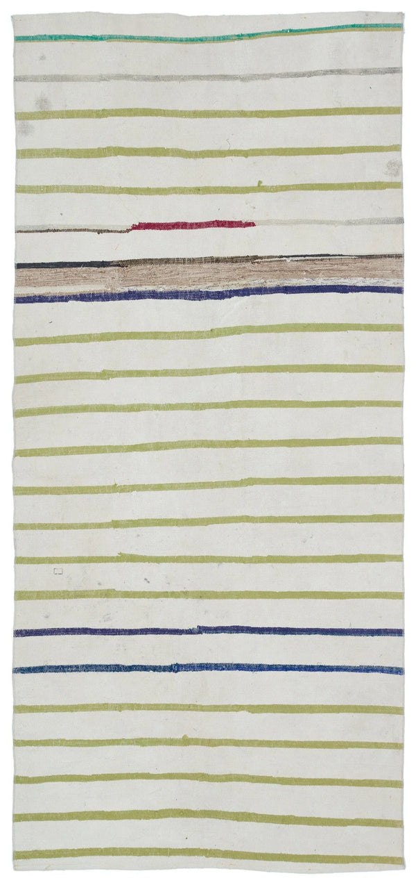 Bej Geometrik Modern Yün Halı 141x313