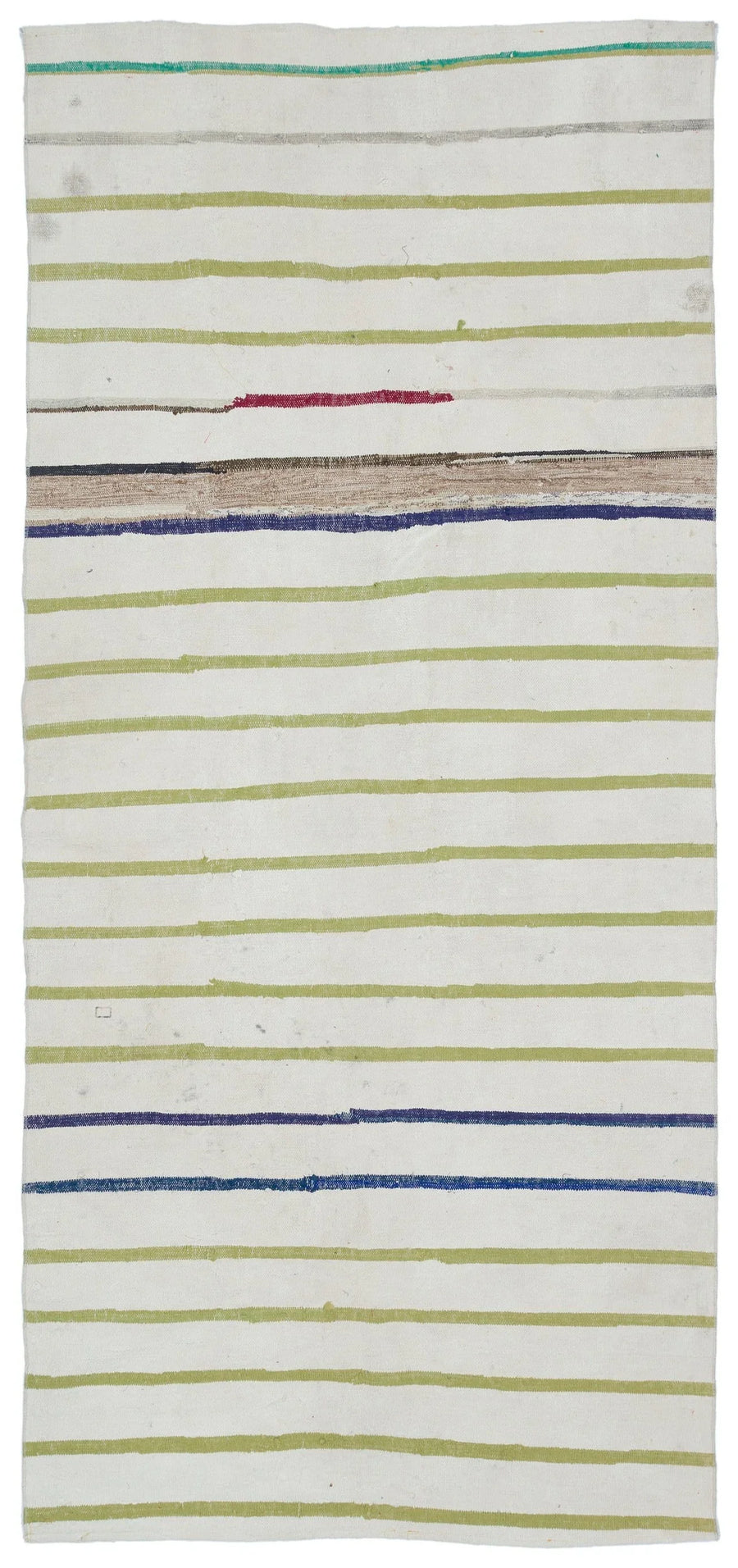 Red & Green Striped Turkish Kilim Runner Rug 141x313 cm (4'8" x 10'3") – in the bathroom