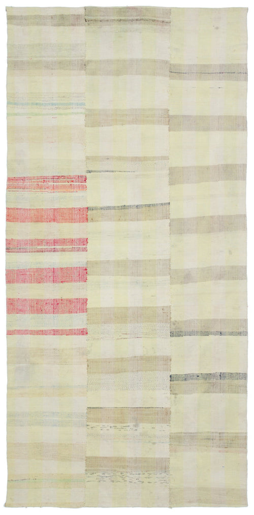 Girit Bej Çizgili Yün El Dokuma Halısı 154 x 324 Apex Unique
