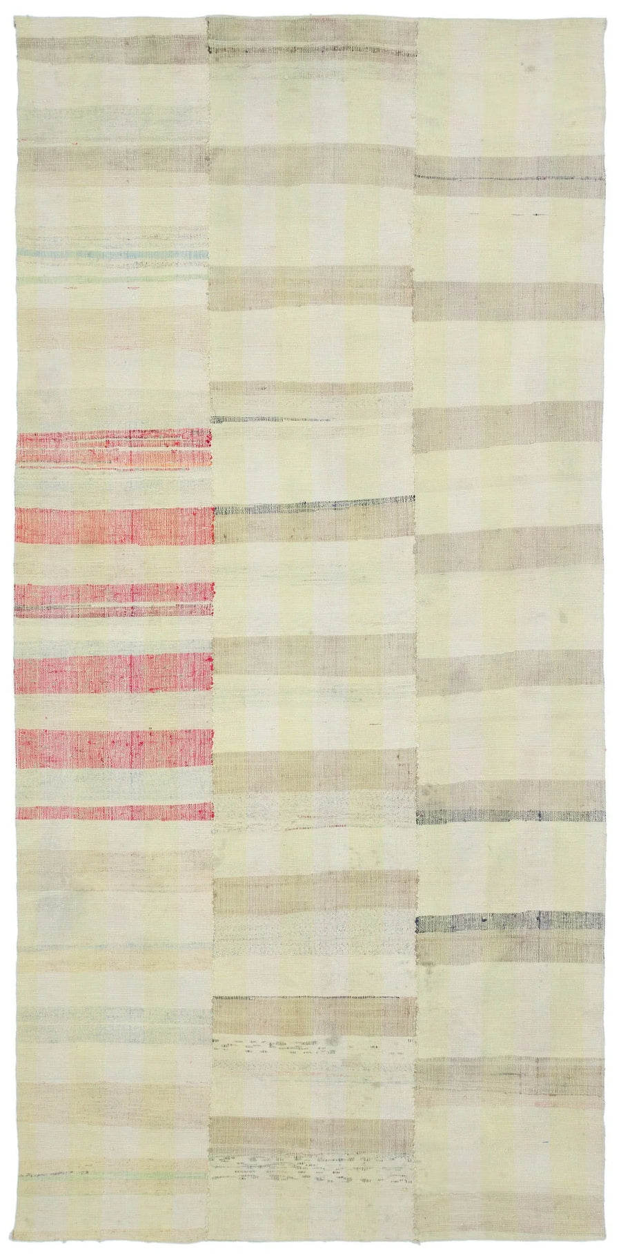 Cream & Beige Geometric Flatweave Kilim Runner 154x324 cm (5'1" x 10'8") – in the hallway
