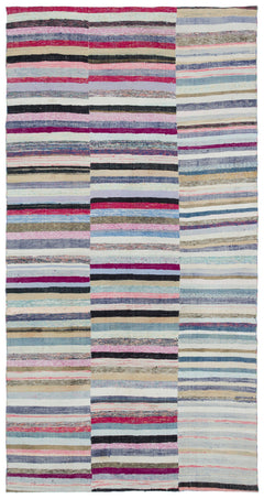 Girit Bej Çizgili Yün El Dokuma Halısı 166 x 303 Apex Unique