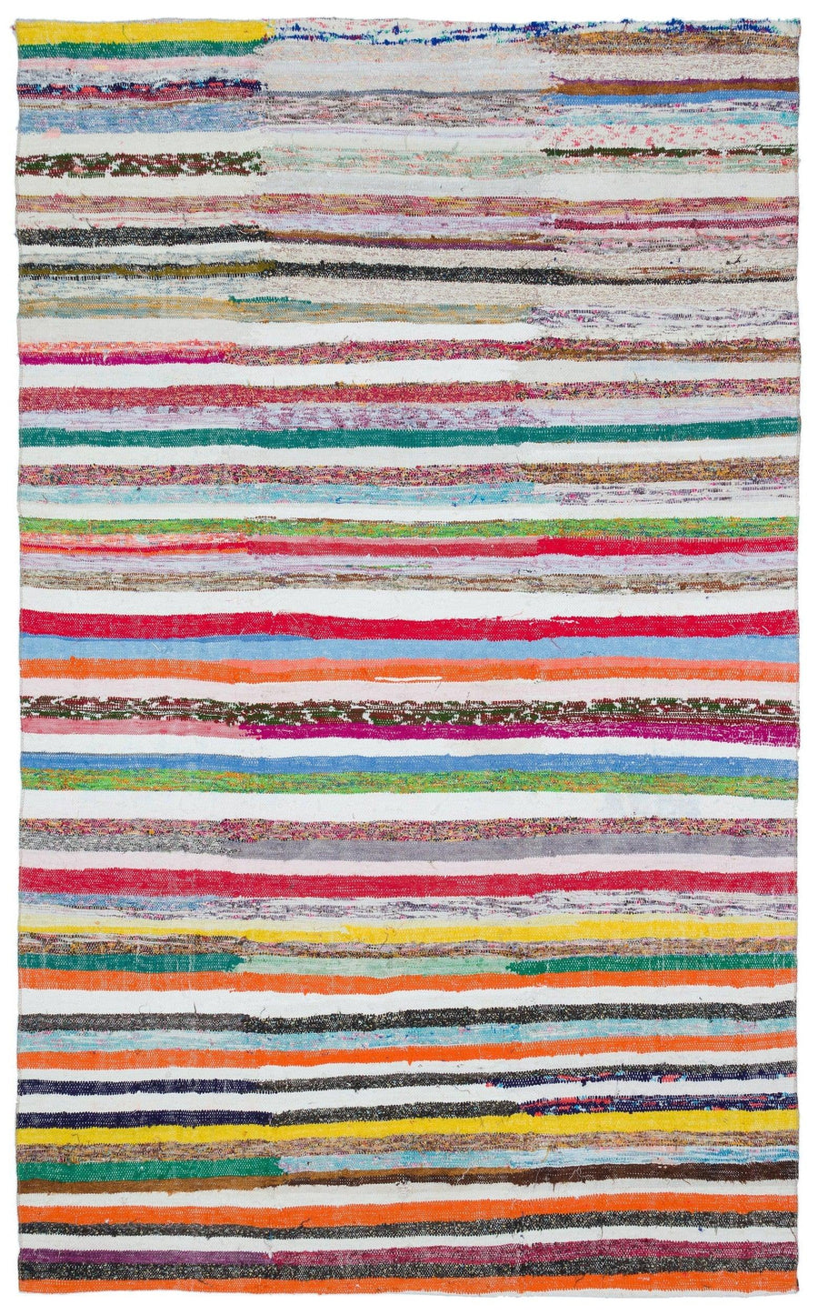 Çok Renkli Modern Çizgili Yün El Dokuma Halı 171x270 cm – Koridor kullanımı