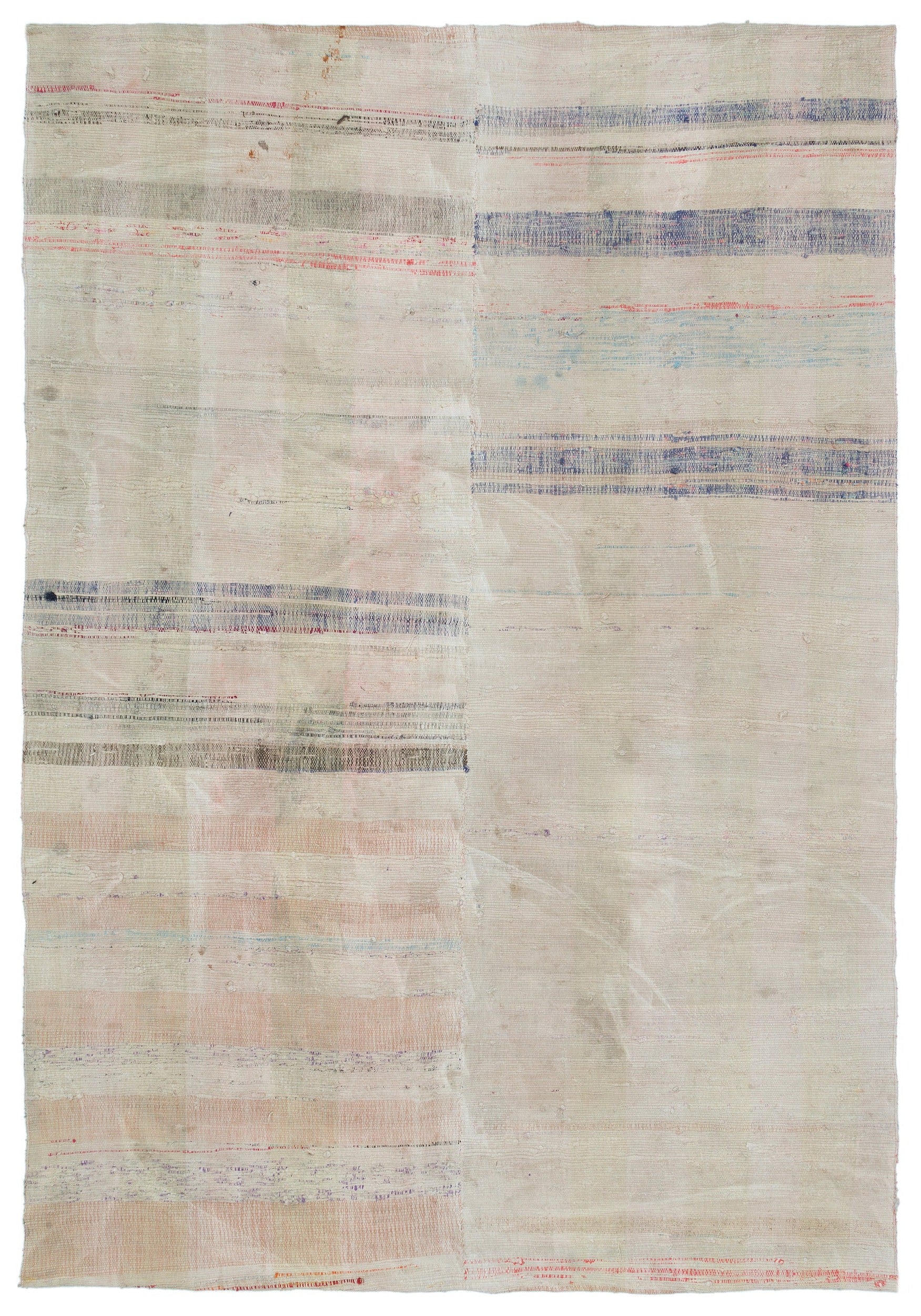 Girit Bej Çizgili Yün El Dokuma Halısı 182 x 267 Apex Unique