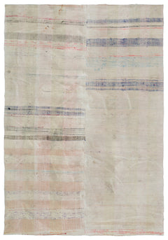 Girit Bej Çizgili Yün El Dokuma Halısı 182 x 267 Apex Unique