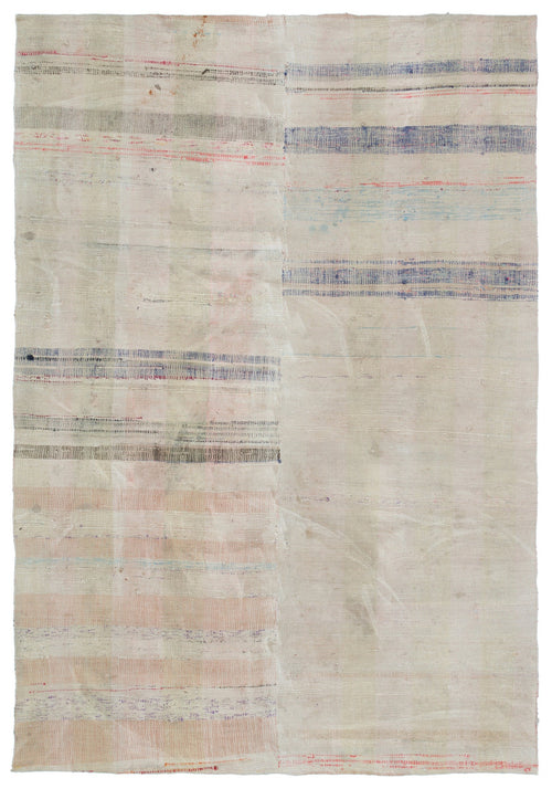 Girit Bej Çizgili Yün El Dokuma Halısı 182 x 267 Apex Unique