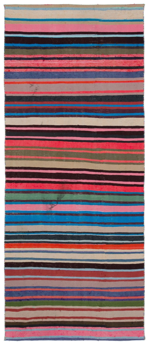 Bej Gri Anadolu Bohem Geometrik Yün Halı 125x300 - Özel Seri