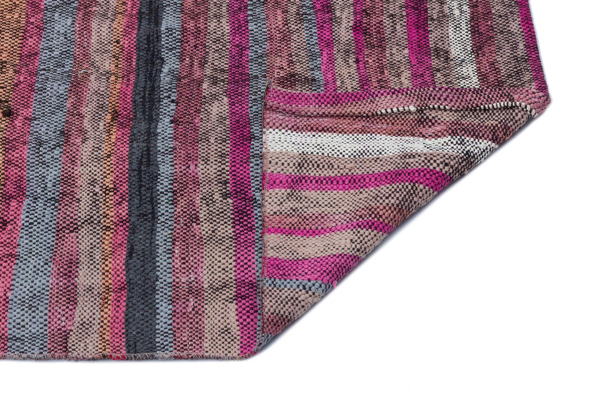 Pembe Anadolu Bohem Çizgili Yün Halı 74x307 - Özel Seri