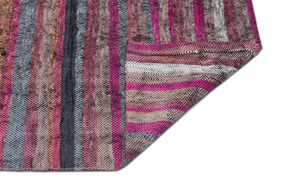 Pembe Anadolu Bohem Çizgili Yün Halı 74x307 - Özel Seri