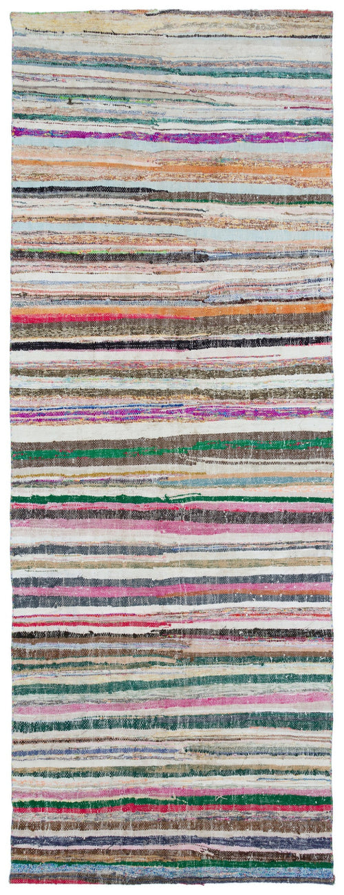 Girit Bej Çizgili Yün El Dokuma Halısı 131 x 358 Apex Unique