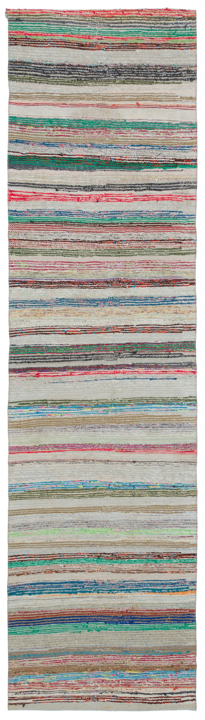 Girit Bej Çizgili Yün El Dokuma Halısı 086 x 320 Apex Unique