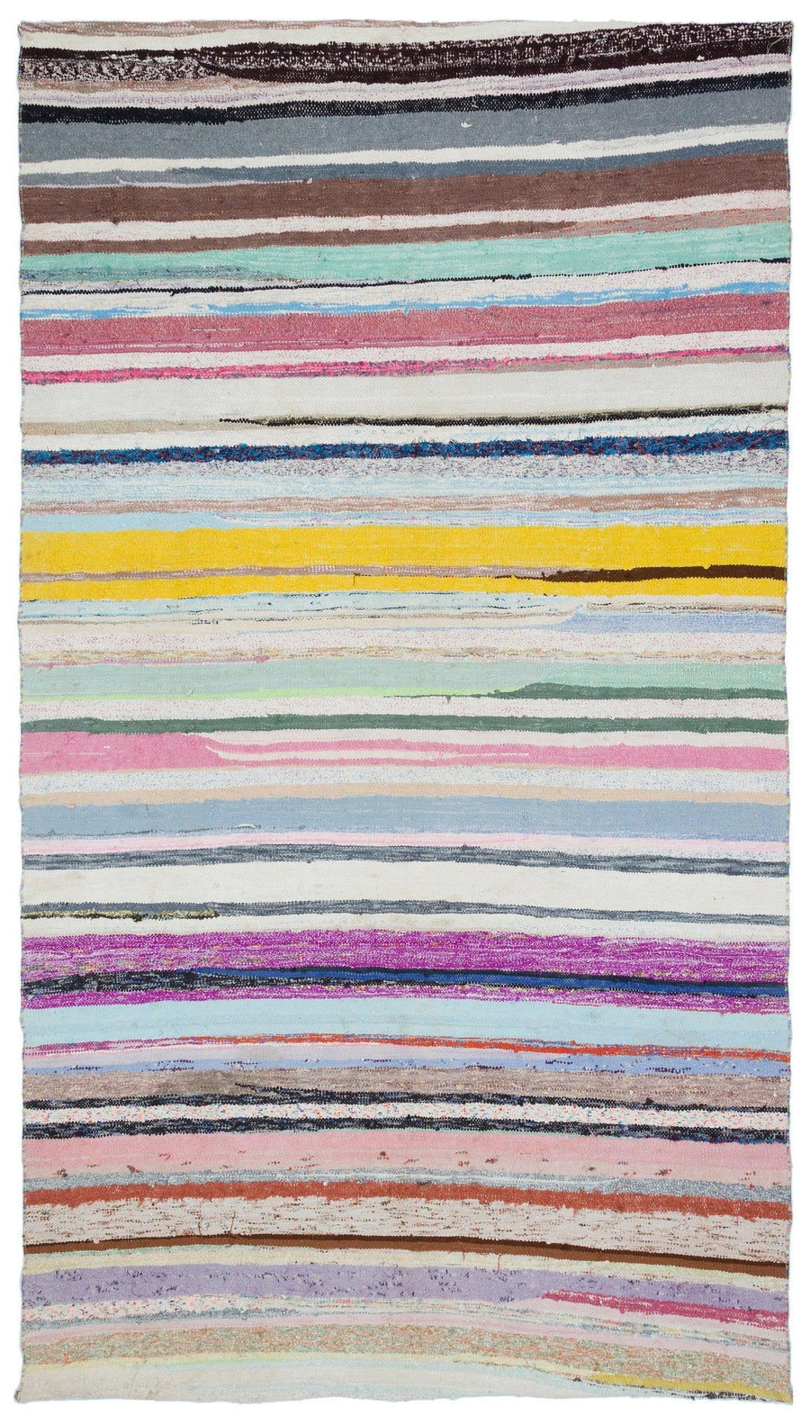 Gestreifter mehrfarbiger Wollkelim handgewebt 168x296 cm – im Flur