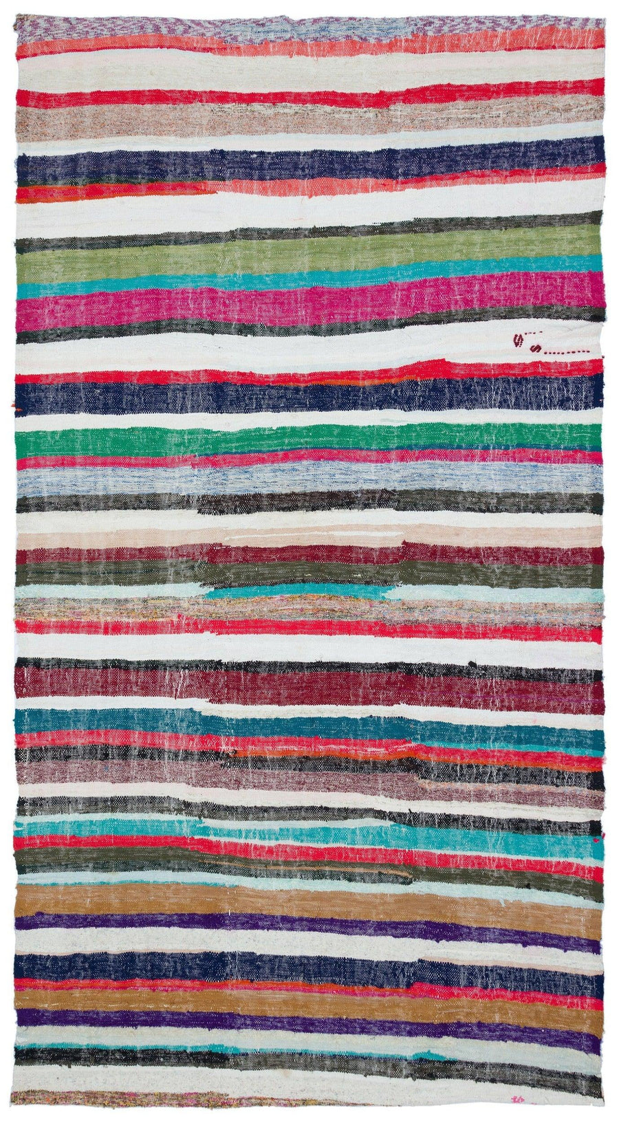 Multicolored Striped Turkish Wool Kilim Rug 172x314 cm (5'8" x 10'4") – in the hallway