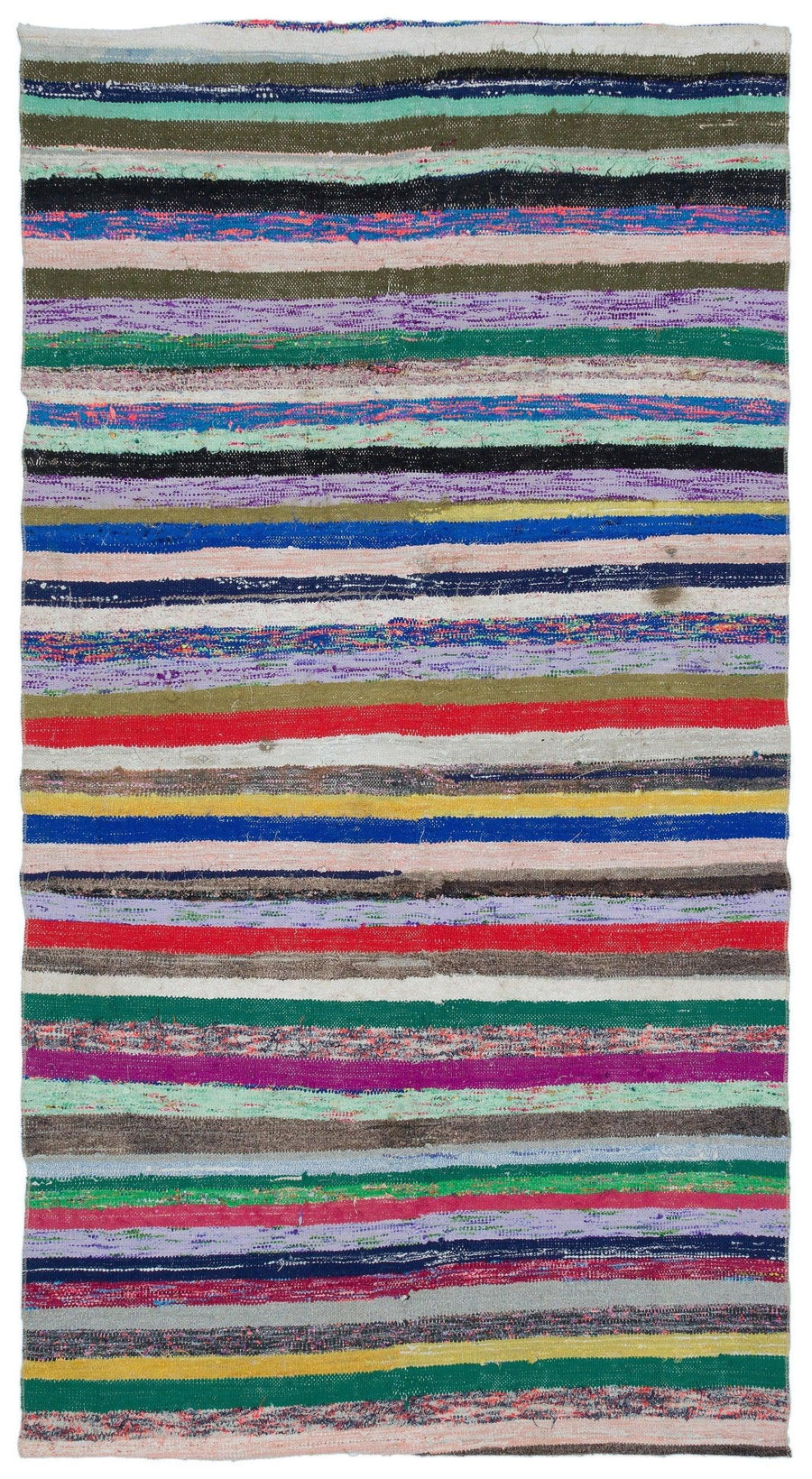 El Dokuma Çok Renkli Etnik Çizgili Yün Halı 138x264 cm – Koridor kullanımı