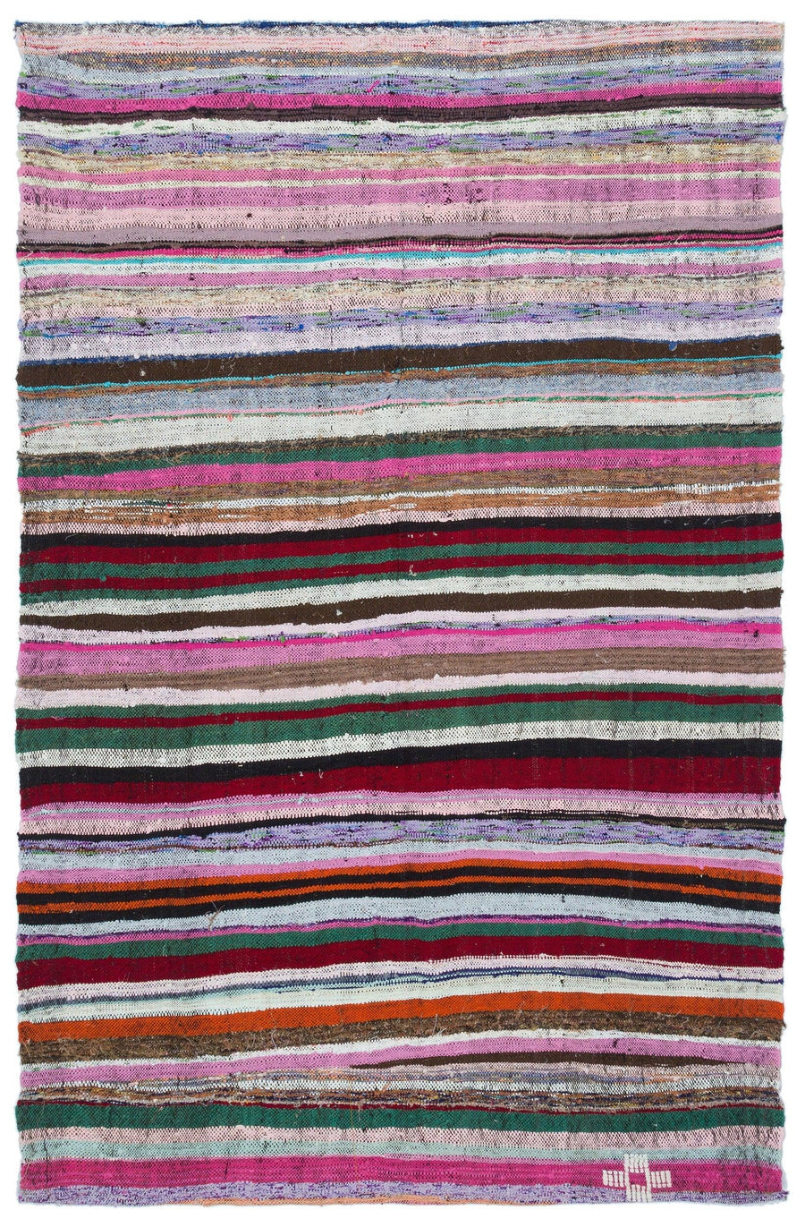 Bunter Kelim Teppich mit Ethno-Streifen, handgewebt 138x215 cm – im Flur
