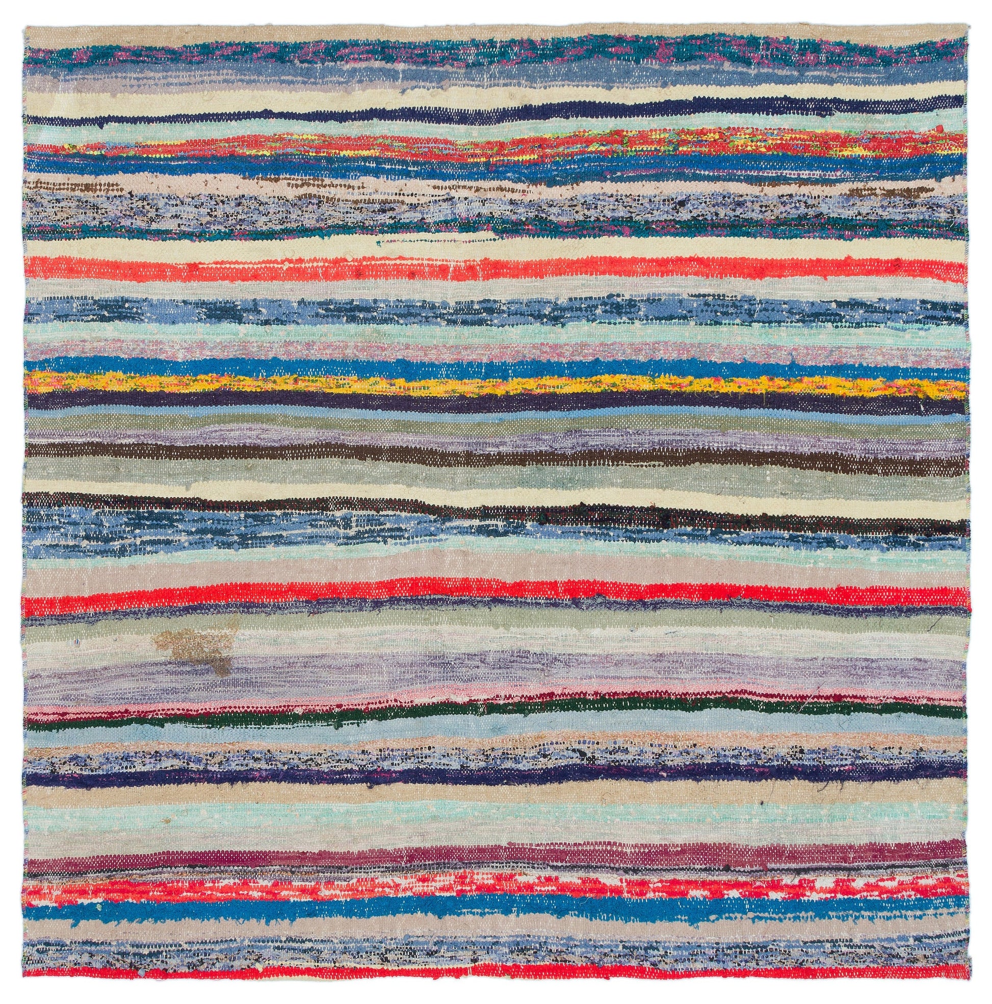 Girit Bej Çizgili Yün El Dokuma Halısı 142 x 150 Apex Unique