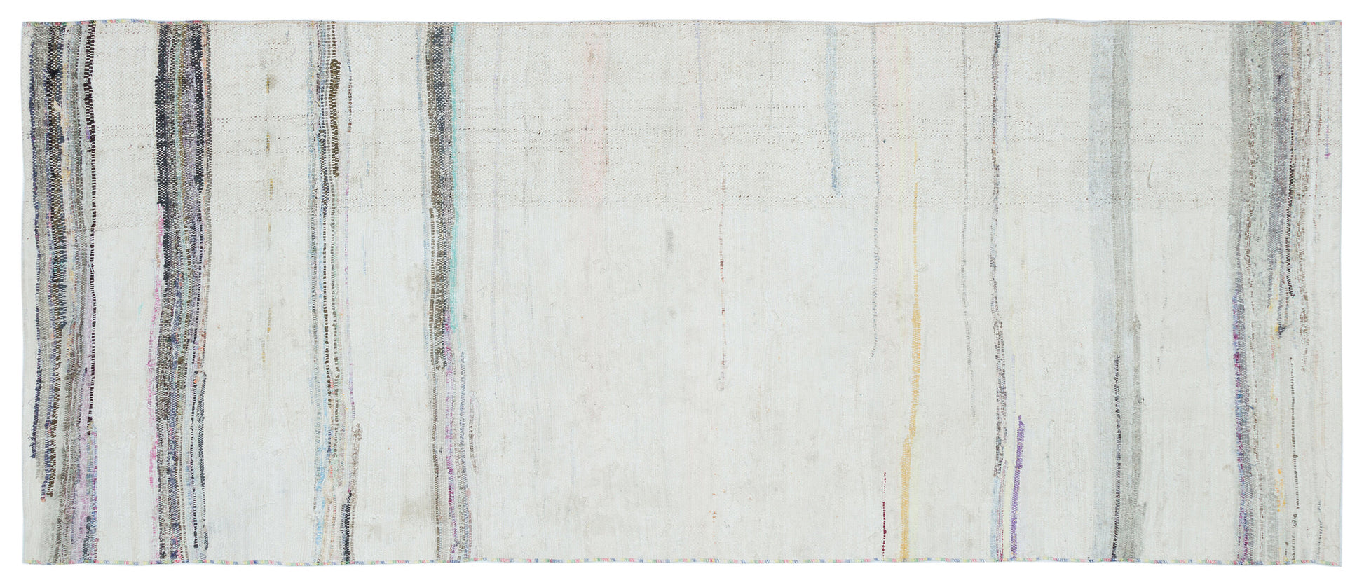 Girit Bej Çizgili Yün El Dokuma Halısı 110 x 272 Apex Unique