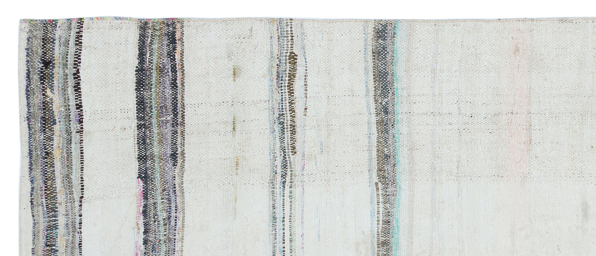 Girit Bej Çizgili Yün El Dokuma Halısı 110 x 272 Apex Unique