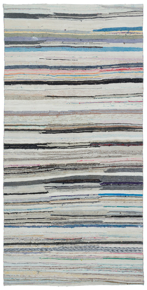 Girit Bej Çizgili Yün El Dokuma Halısı 157 x 314 Apex Unique