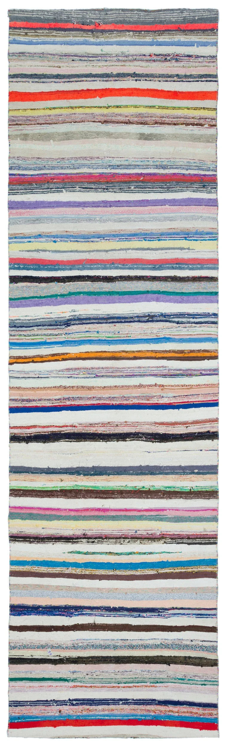 Langer bunter Boho Woll-Läufer mit Streifen 122x415 cm – im Flur