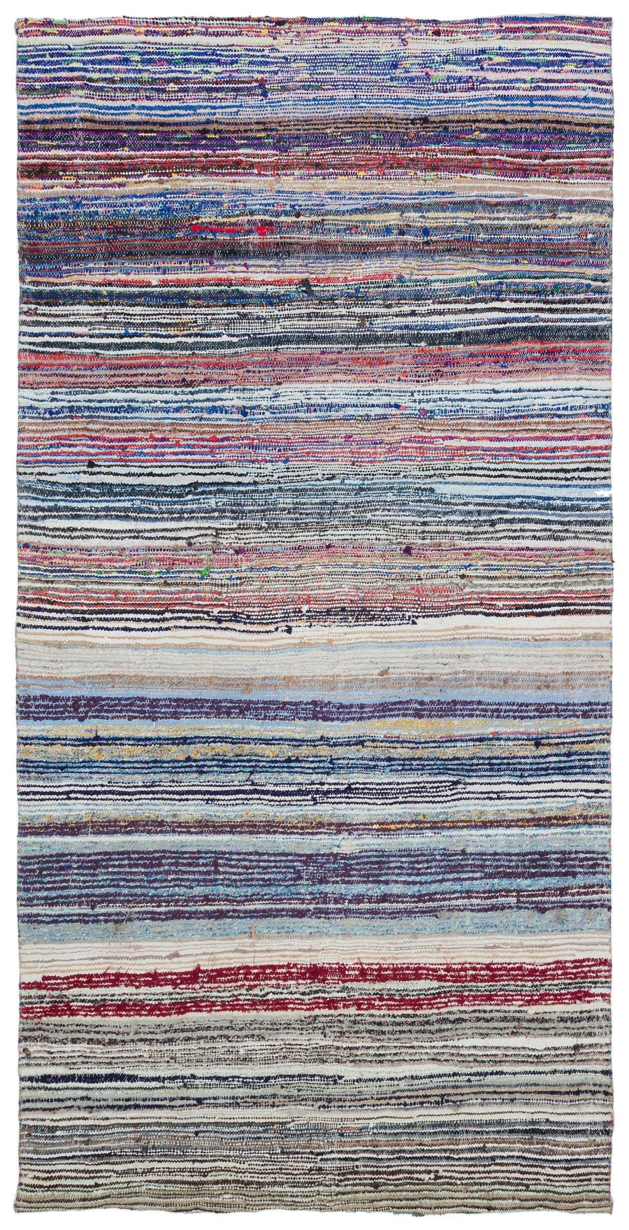 Çok Renkli El Dokuma Halı Çizgili Gri Detaylı Modern Stil 161x312 cm 31924 – Koridor kullanımı