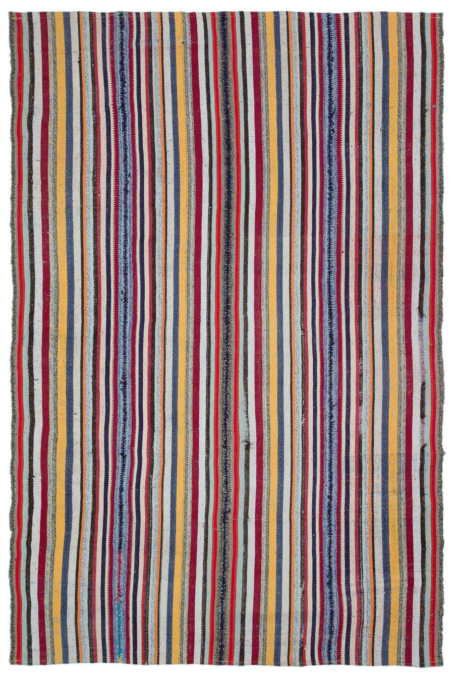 El Dokuma Çok Renkli Etnik Çizgili Halı 192x294 cm 31933 – Koridor kullanımı