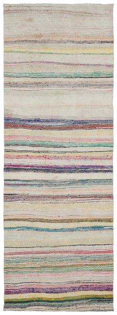 Girit Bej Çizgili Yün El Dokuma Halısı 135 x 377 Apex Unique