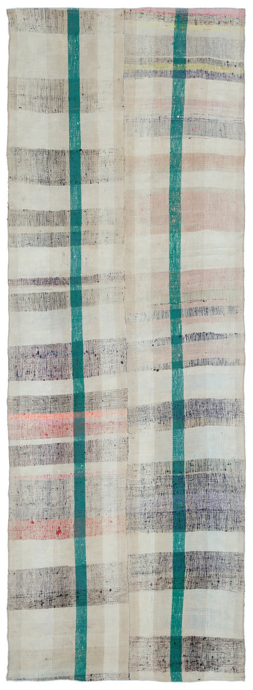 Girit Bej Çizgili Yün El Dokuma Halısı 125 x 365 Apex Unique