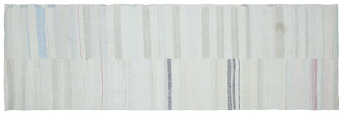 Girit Bej Çizgili Yün El Dokuma Halısı 124 x 392 Apex Unique