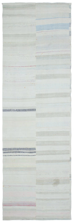 Girit Bej Çizgili Yün El Dokuma Halısı 124 x 392 Apex Unique