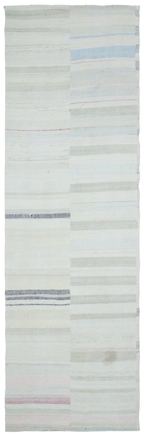 Girit Bej Çizgili Yün El Dokuma Halısı 124 x 392 Apex Unique