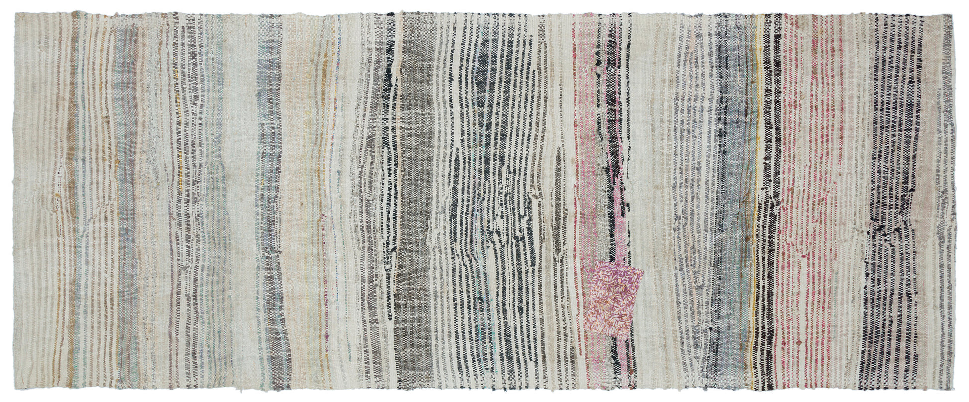 Girit Bej Çizgili Yün El Dokuma Halısı 123 x 305 Apex Unique