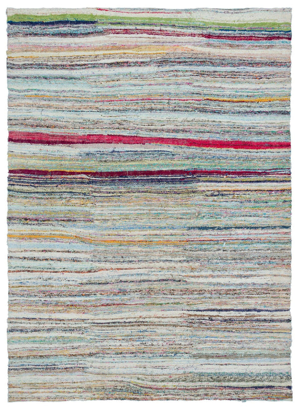 Bej Bohem Çizgili Yün Halı 186x250