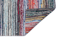 Tappeto multicolore tessuto a mano, moderno a righe, di lana, 137x292 cm