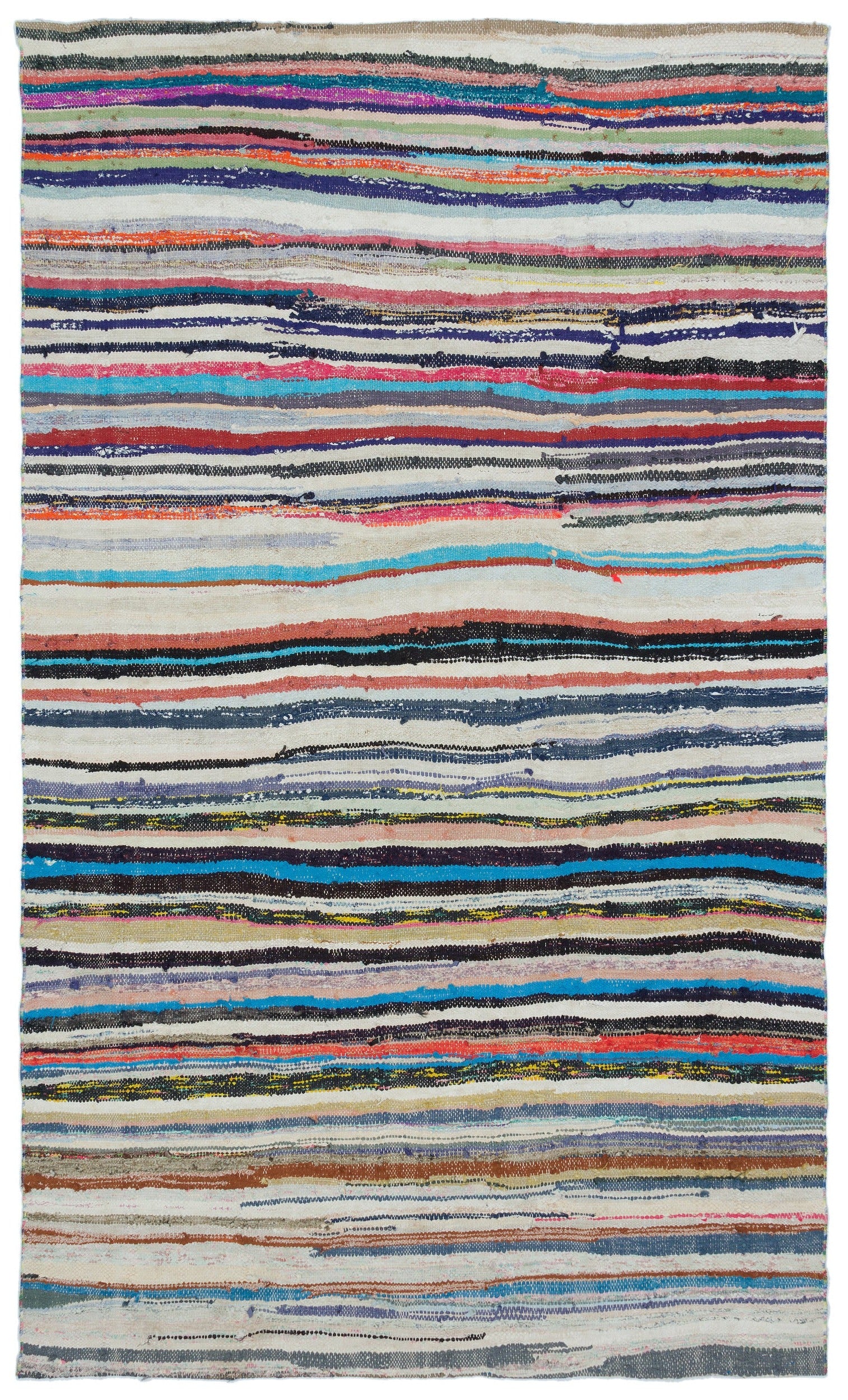 Girit Bej Çizgili Yün El Dokuma Halısı 166 x 278 Apex Unique