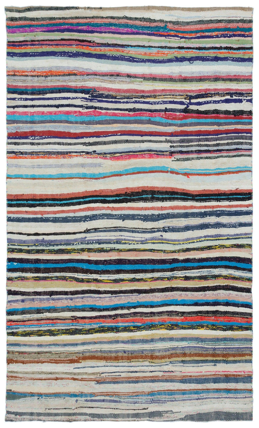 Multicolor Striped Flatweave Kilim Rug 166x278 cm (5'5" x 9'1") – in the hallway