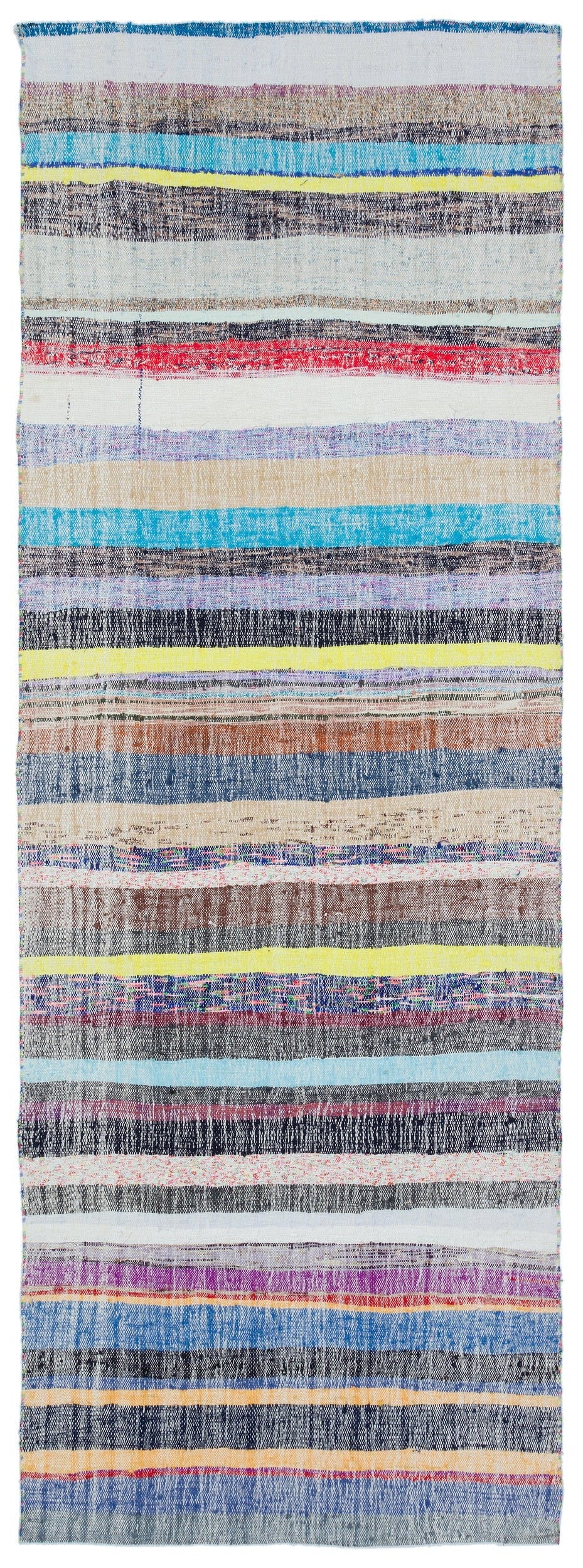 Girit Bej Çizgili Yün El Dokuma Halısı 109 x 312 Apex Unique