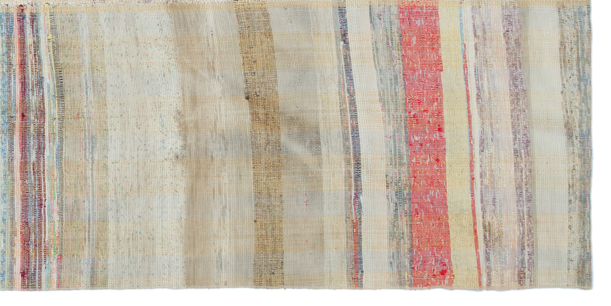 Girit Bej Çizgili Yün El Dokuma Halısı 142 x 291 Apex Unique