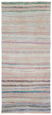 Girit Bej Çizgili Yün El Dokuma Halısı 145 x 328 Apex Unique